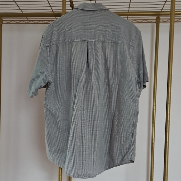 Cherokee Black and White Checkered Seersucker Short Sleeve Button Down, Sz Med - Picture 4 of 4